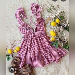 Red Gingham Ruffle Dress